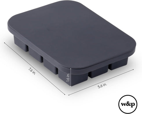 W&P Peak Silicone Everyday Ice Tray w/ Protective Lid | Charcoal | Easy to Remove Ice Cubes | Food Grade Premium Silicone | Dishwasher Safe, BPA F...