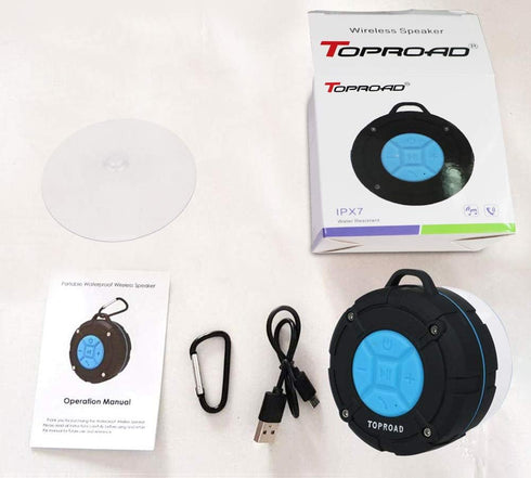 Portable Shower Speaker, IPX7 Waterproof Wireless Outdoor Speaker with HD Sound, 2 Suction Cups, Built-in Mic, Hands-Free Speakerphone for Bathroo...