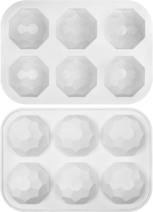 2 Pcs Diamond Ball Cake Silicone Molds, 3D Geometric Half Ball Mousse Cake Baking Molds, Silicone Pastry Chocolate Molds for Cake Decoration Frenc...