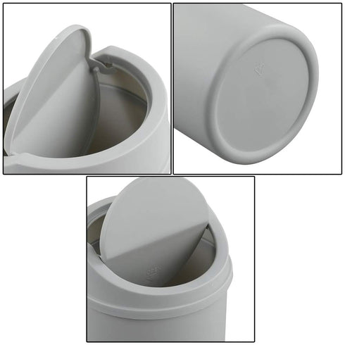 2 Liter Mini Desktop Trash Can with Swing Lid Tiny Garbage Can Trash Bin (Grey)...
