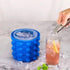 (2 in 1) Ice Cube Maker, Round,Portable .Silicone ice Bucket and ice Mold with lid, Portable Silicon Ice Cube Maker(Blue)...