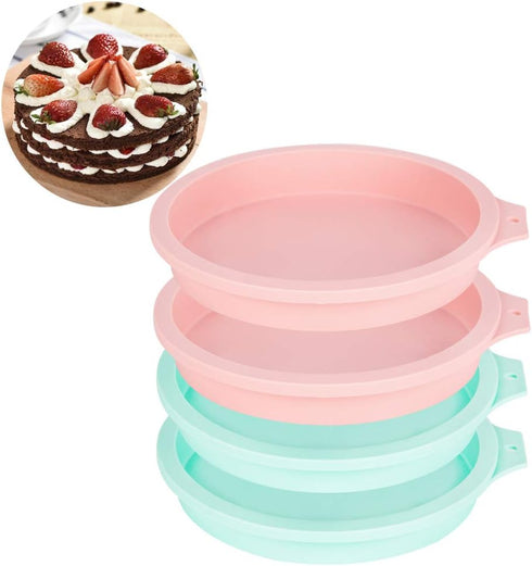 6-Inch Silicone Round Cake Pan Baking Mold, Baking Mold DIY Rainbow Cakes, Non-Stick Silicone, Pack of 4...
