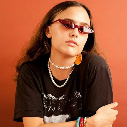 GIFIORE Retro Small Cat Eye Sunglasses Y2K Tinted Colored Lense Black Skinny Tiny Sun Glasses...