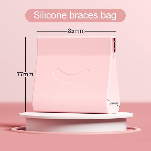 2Pack Silicone Retainer Case, Soft Cute Retainer Bag, Aligner Case with Vent Holes, Compatible with Invisalign, Mouth Guard Case, Pink...