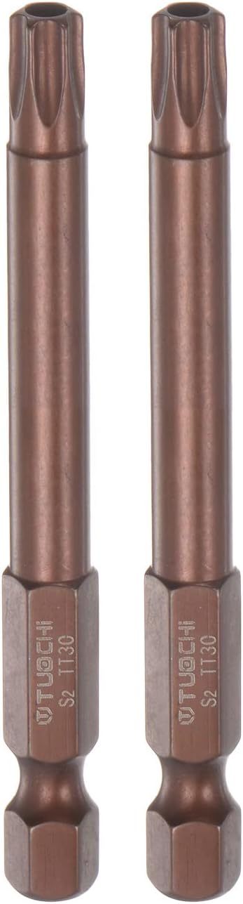 2pcs T30 Torx Bit 1/4" Hex Shank 3" Length Magnetic Security Star Screwdriver Power Tool, Red...