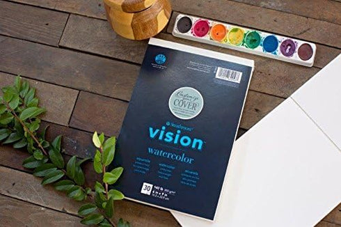 Strathmore Vision Cold Press Watercolor Pad 9"X12"-140lb, 30 Sheets -62640590, White...