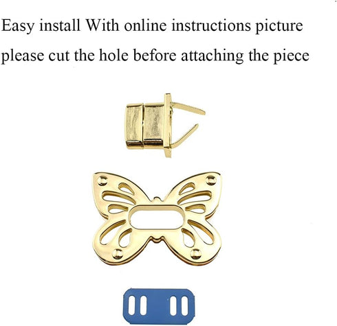 HAHIYO Butterfly Twist Purse Closure Turn Locks Clip Clasp Easy Install with Online Instructions Picture for Wallet Briefcase 1.93 Inch Length Met...