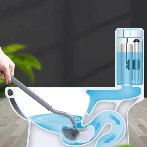 2Pcs Curved Toilet Bowl Brush Without Holder for Bathroom Deep Cleaning, Toilet Brush Durable Under The Rim Household Cleaning Brushes (Gray+White...