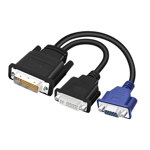DVI-I to DVI-D VGA Video Cable Splitter 1 in 2 Out Computer Host Laptop Graphics Card DVI24+5 External 2 Port DVI24+1 VGA Monitor TV Projector Ada...