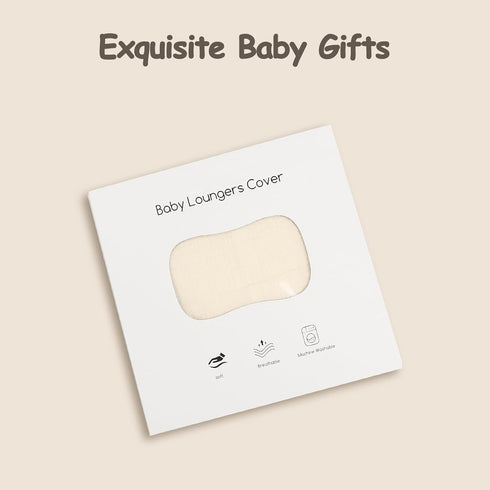 Hooyax Muslin Baby Lounger Cover Soft Organic Cotton Slipcover Fits Newborn Lounger for Baby Boys and Girls (White)...