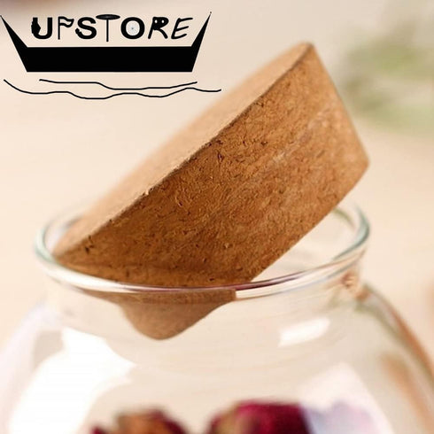 1PCS 500G/17oz Cear Empty Round Large Capacity Sealed Glass Bottles Vial Jars Packing Storage Hoder Containers with Wood Cork Stopper for Make up ...