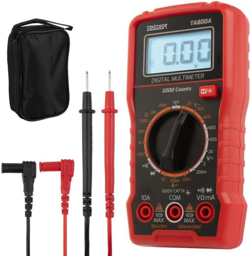 Multimeter Voltage Tester - Digital Volt Meter with Backlit Display and Needle Probes for AC/DC Voltage, DC Current, and Wire Continuity by Stalwa...