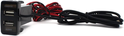 USB Car Charger with Audio Port for Toyota VIGO, 2.1A 2-Port Adapter for HTC, Samsung, Huawei, etc....