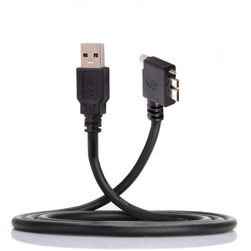 JSER 1.2m 90 Degree Left Angled Micro USB Screw Mount to USB3.0 Data Cable Compatible for Industrial Camera...