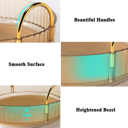 Rotating Makeup Organizer 1 Tier Lazy Susan Trays Skincare Perfume Organizer for Bathroom Counter Vanity, Amber Gold...