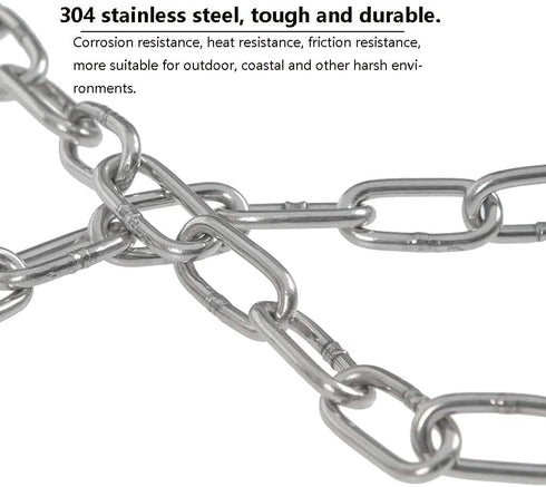 SUS304 Stainless Steel Chain Metal Chain Link Chain Small Light Duty Chain Utility Chain for Home Outdoor Camping Hanging Pet Chain Prevention The...