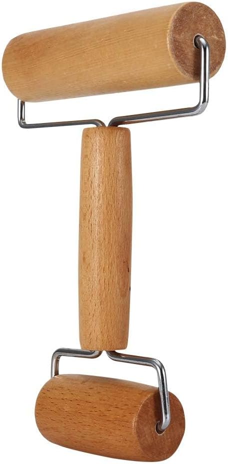 Pizza Roller Wood Dough Roller Pastry Roller Double Head Baking Roller Non Stick Pizza Dough Roller Wooden Bread Roller Food Roller Small Dough Ro...