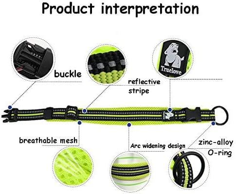 Creation Core Reflective Dog Collar with Ring Breathable Mesh Soft Padded Adjustable Nylon Pet Collar 1" Wide, Pink XXL...