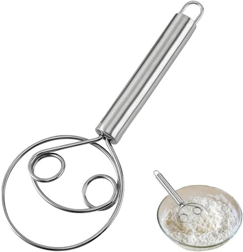 Danish Dough Whisk Stainless Steel Dutch Style Bread Dough Whisk Hand Egg Mixer Bread Whisk Original Dutch Style Whisk Bread Dough Mixer Stick Bak...