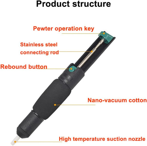 Solder Sucker Tool and 6PCS Solder Wicks?2.5mm Width,1.5m Length?3PCS Pewter Nozzle No-Clean Soldering Wick Wire Roll and Disassemble Electrical C...