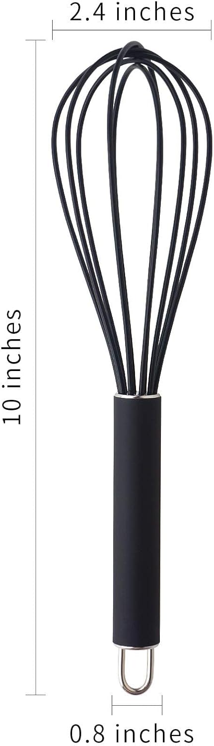 high temperature and easy to clean silicone whisk, stirrer, 10 inch, grip good grip design for Blending Whisking Beating Stirring Cooking Baking (...