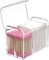 Sooyee Qtip Holder Dispenser for Cotton Ball, Swab, Round Pads, Floss,3 Compartment Plastic Apothecary Jars,Bathroom Organization ,Vanity Organize...