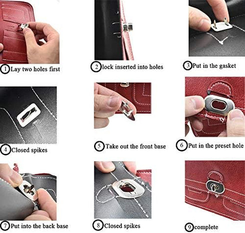 HAHIYO Butterfly Twist Purse Closure Turn Locks Clip Clasp Easy Install with Online Instructions Picture for Wallet Briefcase 1.93 Inch Length Met...