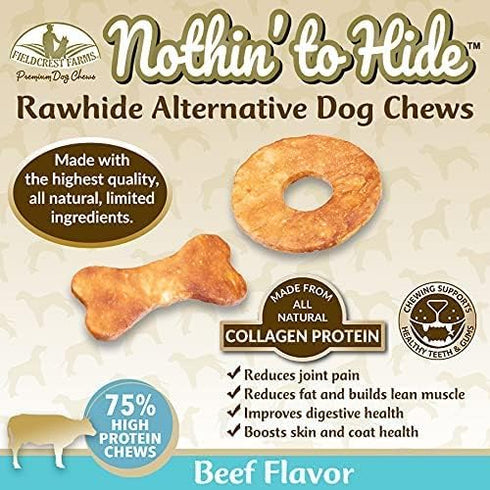 SPOT Ethical Products Fieldcrest Farms Nothin' to Hide Ultra Knotted Dog Bone Treats, Beef Flavor Rawhide Free Dog Chew Bone, Highly Digestible an...