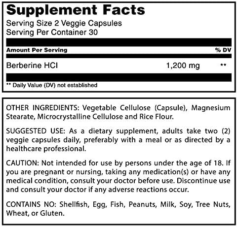 Amazing Formulas Berberine 1200 mg Per Serving Veggie Capsules Supplement | Non-GMO | Gluten Free | Made in USA (60 Count)...