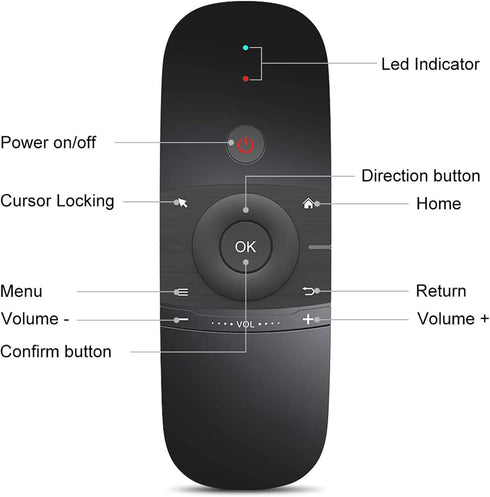 WeChip W1 Universal TV Remote Air Mouse, Wireless Keyboard Fly Mouse 2.4GHz Connection Air Remote Keyboard Mouse for Android TV Box/PC/Smart TV/Pr...