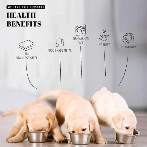 45oz Stainless Steel Dog Bowls Set 2 Pack for Replacement Dog Bowl for Stand, 5.6 Cups Metal Dog Bowls with 1.97 inch Deep, Large Dog Water Bowl f...