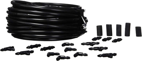 Raindrip R280DT Drip-A-Long™ 1/4 in. Dripline Kit includes 50 feet of 1/4-Inch Dripline preassembled with 1/2 GPH drippers, 5 Barbed Tees, 5 Barbe...