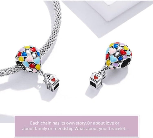 Yellow Enamel Motorcycle Charm 925 Sterling Silver Car Charm Pendant Travel Charm Bracelets for Women Mother's Day Christmas (Love Balloon Charm 4...
