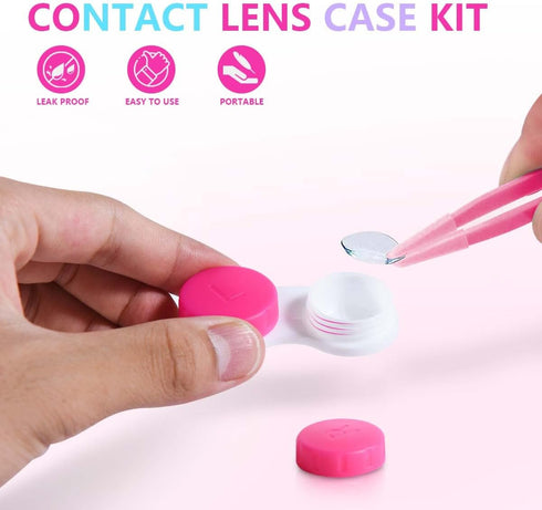 12 Pack Colorful Contact Lens Case Box Holder Container Soak Storage Kit...