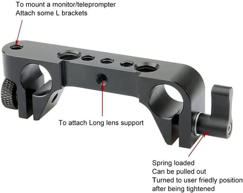 NICEYRIG Long Lens Support Bracket Height Adjustable with 15mm Rod Clamp for Follow Focus DSLR Camera 15mm Rail Block System...