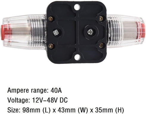 Fuse Holders 40amp 20A 30A 50A 60A 80A 100A 150A Inline Circuit Breaker for Car Audio and Amps Overload Protection Reset Fuse Inverter 12V-24V DC ...