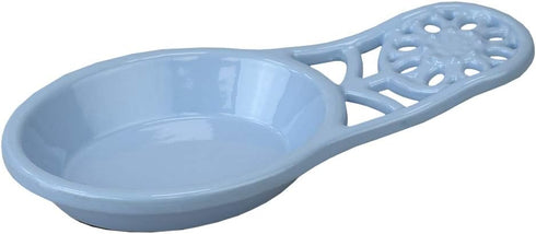 Home Basics Sunflower Cast Iron Spoon Rest for Cooking Utensil, Ladle, Spatula Holder for Kitchen Countertop, Stovetop, Dinning Table, Light Blue...
