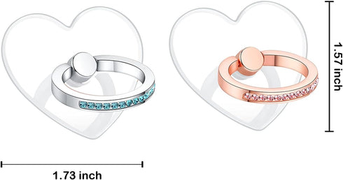 Transparent Heart Rhinestone Cell Phone Ring Holder Kickstand,Bling Bling Sparkle Pink Diamond Blue Diamond Clear Heart Cell Phone Finger Ring Gri...