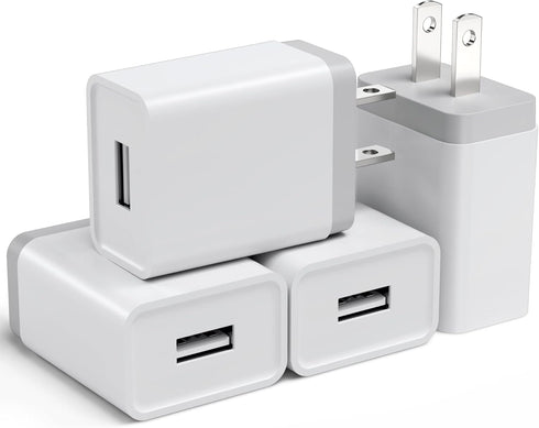 USB Wall Charger Block 12W - 4 Pack USB Plug, USB Charging Block, 2.4A/5V Power Adapter, Box Cube Compatible with iPhone 13 12 11 Pro Max SE XS XR...