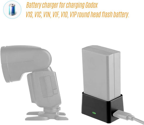 Godox VC26 USB Battery Charger DC 5V Input DC 8.4V Output for Charging Godox V1S V1C V1N V1F V1O V1P Round Head Flash Battery...