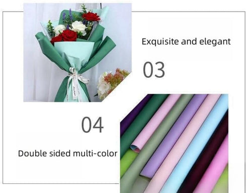 DODXIAOBEUL 20 Sheets Double Color Waterproof Flower Wrapping Paper, Florist Bouquet Paper DIY Crafts,Thick and Double-Sided Wrapping Paper Gift P...