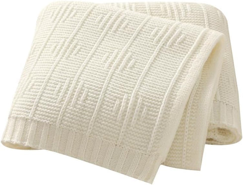 Baby Blanket Cozy Knit Soft Neutral Swaddling Receiving Baby Blankets for Boys Girls Newborn Infant Toddler White 40 x 30 inches...