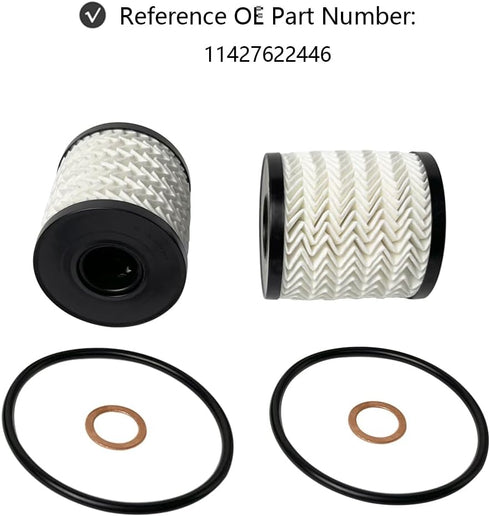 2 PCS Engine Oil Filter Kit Replace 11427622446 Compatible with Mini Cooper Clubman Countryman Paceman Hardtop Cabrio Coupe Roadster R55 R56 R57 R...