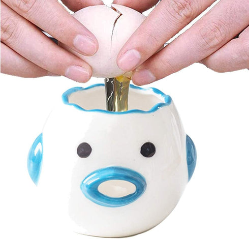 ZOSTLAND Egg Yolk Separator, HQ Creative Ceramics Cute Little Chicken Egg Yolk White, Funny Style Simple Automatic Separation Baking Assistant Too...