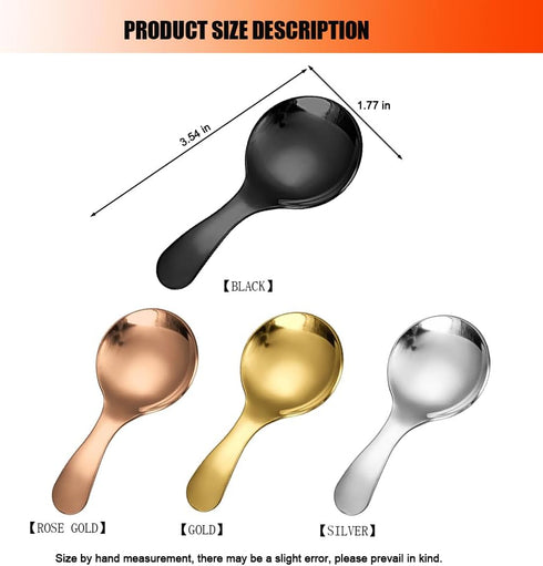 5PCS Short Handle Spoon, Stainless Steel Mini Spoons Thickened Small Round Spoon For Salt Condiments Dessert Tea Coffee (Silver)...