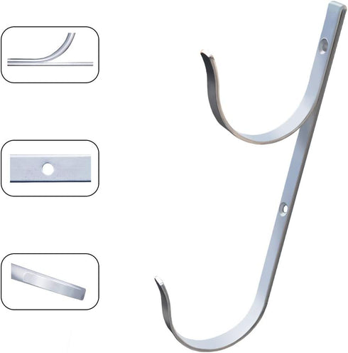 4 PCS Set Pool Pole Hangers Heavy Duty Aluminium Holder Hooks with Screws Perfect Hooks for Swimming Pool,Telescopic Poles,Skimmers,Nets Brushes,V...