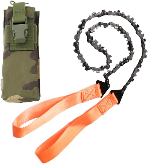 Pocket Survival Hand Chainsaw with Paracord Handle, Ideal as Outdoor Camping, Hiking, Fishing, Hunting Emergency Tools (Orange - MAX)...