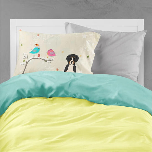 Caroline's Treasures BB2509PILLOWCASE Between Friends Greater Swiss Mountain Dog Fabric Standard Pillowcase Lightweight Super Soft Easy Care Decor...