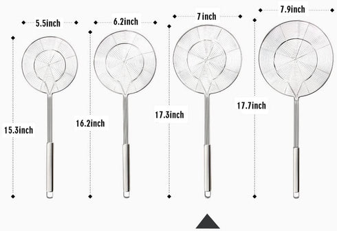 YFWOOD 7 Inch Spider Strainer Skimmer, Reinforced Double Coil Wire Skimmer with Large Handle Solid Stainless Steel Strainer Ladle,for Kitchen Deep...