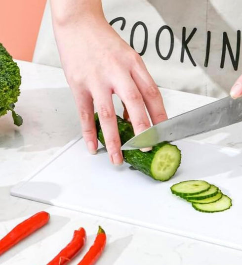 Rocky Mountain Good Plastic Cutting Board with Handle - 12” x 5” Small Cutting Board Paddle - Non Slip For Easy Cutting Fruit, Veggies, Meats - Di...